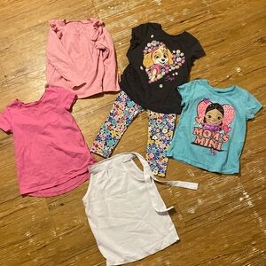 3t girls clothes lot 3 tshirts 1 long sleeve 1 sleeveless 1 pair stretch pants